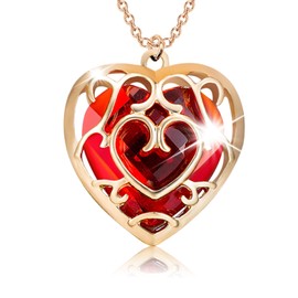 FAADBUK Cosplay Jewelry Skyward Sword Heart Sapphire Ruby Necklace Gamer Fans Gifts (Ruby Necklace)