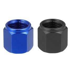 Unifizz 2pcs AN4 Adapter Fitting Female Flare End Cap Plug Tube Nut Block Off Nut O Ring Boss Thread for Port Fuel Tube Hose Adapter Male or Fuel Pump Aluminum Alloy Blue or Black