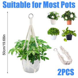 2 Stück Blumenampel Makramee Pflanzenaufhänger,50 cm Pflanzenampel Hängend,Hängekorb Pflanzen,Blumen Ampel Hängend,Hängeampel Pflanzen für Innen Außen Garten Wohnzimmer Balkon Fenster