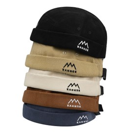 Clakllie Brimless Sailor Hat Cotton Docker Beanie Cap Soft Landlord Worker Cap No Bill Hats Urban Street Leon Hat,Khaki