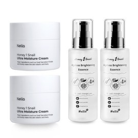 Honey One Snail Snail Cream x 2 + Essence x 2 / 허니원스네일 달팽이크림 2개+에센스 2개