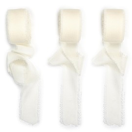 3 Rolls Chiffon Ribbon, Gift Ribbon, Wide 2.5 cm x 7 m, Decoration Satin Ribbon, Gift Ribbons, Hair Accessories, Bouquet, Applies to Parties, Weddings, Valentine's Day, Christmas Decorations (Beige)