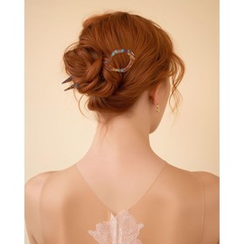 French Hair Pins 3 pcs,Acrylic Hair Forks for Effortless Bun Updo Chignons & French Twists, Serrated Anti-Slip Design, Curved Angle for Better Head Fit, Chopsticks Styling Hair Accessories for Women