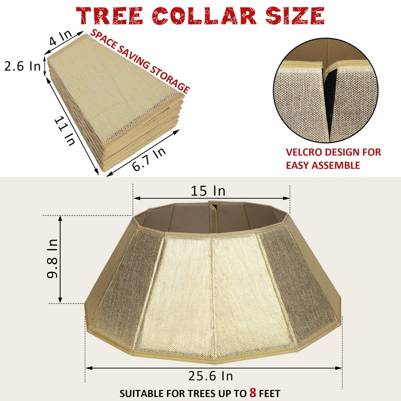 Blissun Fabric Christmas Tree Collar, Shiny Christmas Tree Ring, Willow
