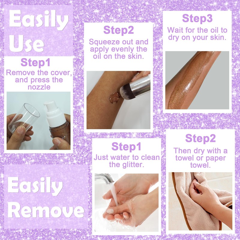 Yosca Body Shimmer Oil, 50ML Gold Shimmer Body Oil for