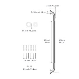 32 Inch Anti Slip Shower Grab Bar, Munzong 2 Pack Stainless Steel Bathroom Grab Bar, Brushed Nickel Knurled Bathroom Balance Bar,Safety Hand Rail Support Handicap Elderly Senior Assist Bath Handle