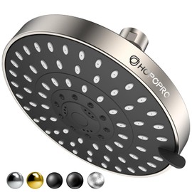 HOPOPRO 5-Mode High Pressure Shower Head - The Washington Post, NBC News, Today TV Show Recommended - High Flow Fixed Showerheads (6 Inch Brushed Nickel)
