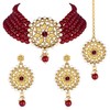 Aheli Kundan Pearl Choker Multi Layered Collar Pendientes con Manng