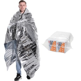 ANLOKE Emergency Blankets Mylar Thermal Blanket-(50 Pack) of Gigantic Space Blanket 82 * 64 in. Survival Blankets Heavy Duty Camping Gear,First Aid