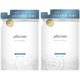 Plus eau Shampoo, Treatment, Melo, Silk Serum Ingredients, Silicone-Free, Refill Set, 11.8 fl oz (350 ml), Set of 2
