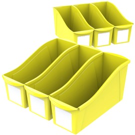 Storex Large Book Bin, 14.3 x 5.3 x 7 Inches, Yellow, Case of 6 (71119U06C)