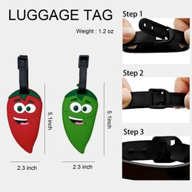 ANINIUCN 2-Pack Chili Pepper Luggage Tags – Funny Food-Themed Silicone ID Tags for Suitcases and Bags – Unique Travel Accessories for Teens & Adults