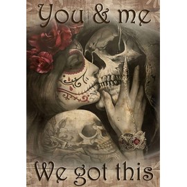 SaxSauly DIY 5D Diamond Painting Skull Packs by Number Kits Full Drills for Adults, Cross Stitch Crystal Rhinestone Embroidery Pictures Arts Craft for Home Wall Gift.(Skull-12, 30X40cm/11.8X15.7in)