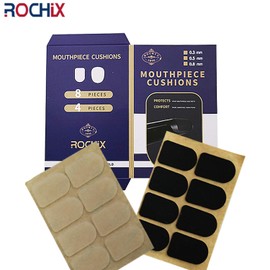 Clarinet/Soprano Saxophone Mouthpiece Cushion Patches Pads, 2 Packs, 0.5 mm, 16 Pieces (8 Pieces Black & 8 Pieces Clear)