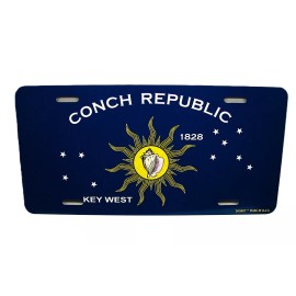 DIGIART INTERNATIONAL KEY WEST FLORIDA CONCH REPUBLIC FLAG Metal Novelty Car License Plate Auto Tag