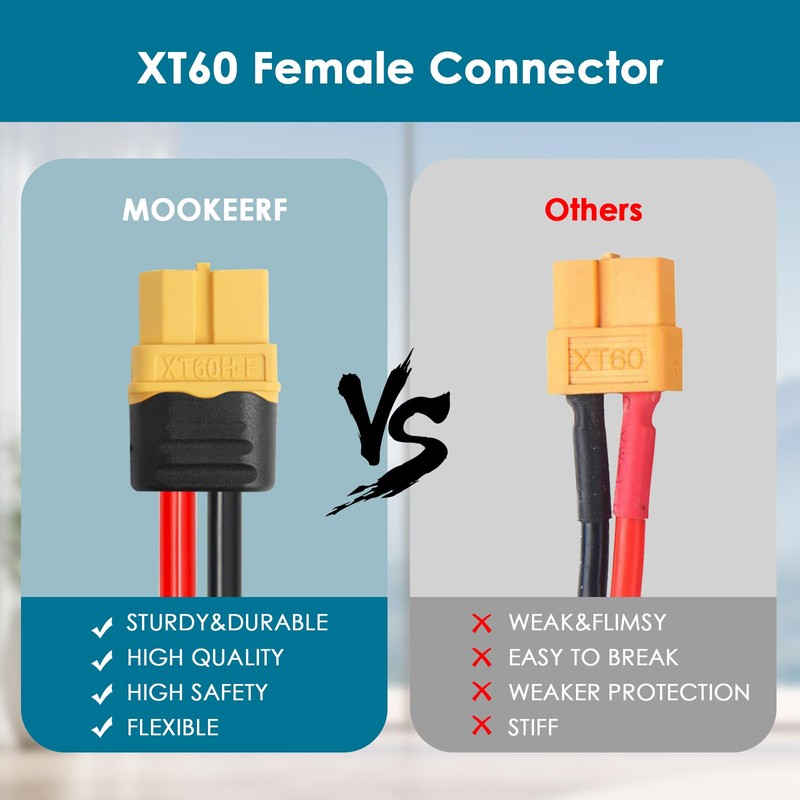 MOOKEERF Solar to XT60 Charge Extension Cable 75FT 12AWG XT60