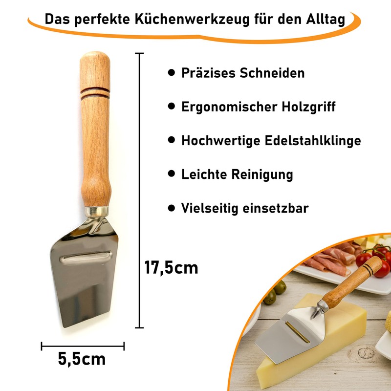 EKFJAELL Stainless Steel Cheese Slicer with Wooden Handle for All