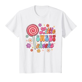 Children's Little Sweet Cheeks Baby Girl Baby Boy Birthday Girl Groovy T-Shirt, White