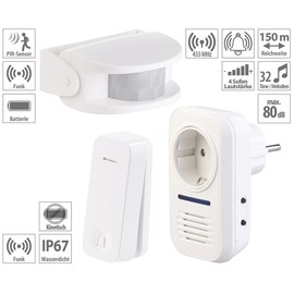 CASAcontrol Accessories for Doorbell Set: Socket Wireless Bell Set with Kinetic Button and Motion Sensor (Doorbell Complete Set, Wireless Bell)