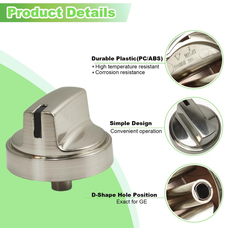 HLZDS WB03X29300 Gas Stove Knobs, 5 Pack Silver Cooktop Knobs,