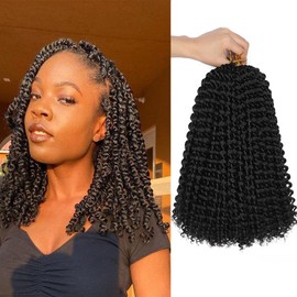 12 Inch Short Passion Twist hair, 8pcs Passion Twist Crochet Hair,Water Wave Crochet Hai Extensions For Passion Twist Braiding Hair Braids Natural Black Bohemian Hair (12 Inch,#1B)
