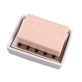 IMEEA Ceramic Soap Dish Holder SUS304 Stainless Steel Double Layer Soap Tray with Drain for Bathroom, Shower, Shampoo Bars, Tub and Kitchen Sink (Silver)