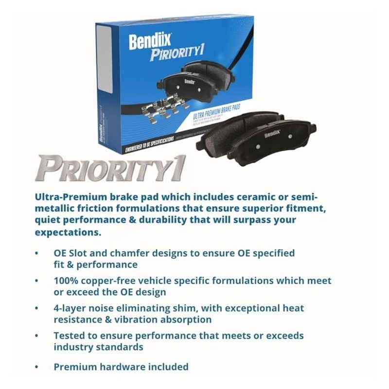 Bendix Priority1 CFM2467 Semi-Metallic Rear Brake Pads for Ram ProMaster