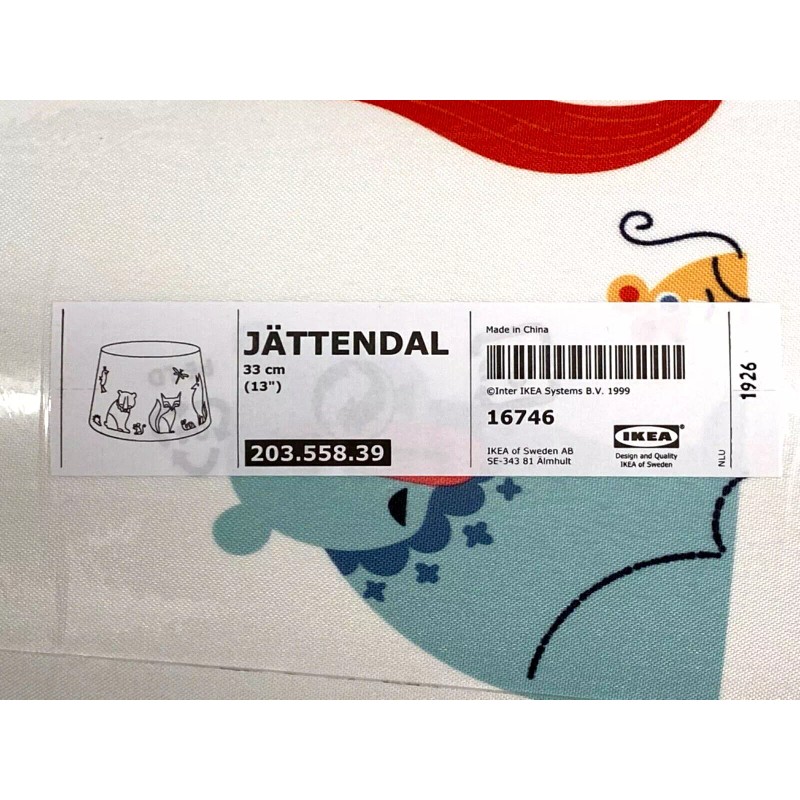 Ikea Jattendal Shade Animals Multicolor 13" New Kids Rooms