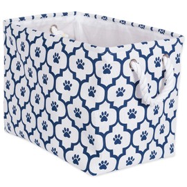 Bone Dry Pet Storage Collection Lattice Paw Print, Small Rectangle, White/Navy
