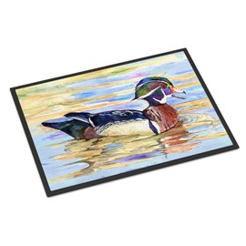 Caroline's Treasures 8831JMAT Wood Duck Doormat 24x36 Front Door Mat Indoor Outdoor Rugs for Entryway, Non Slip Washable Low Pile, 24H X 36W