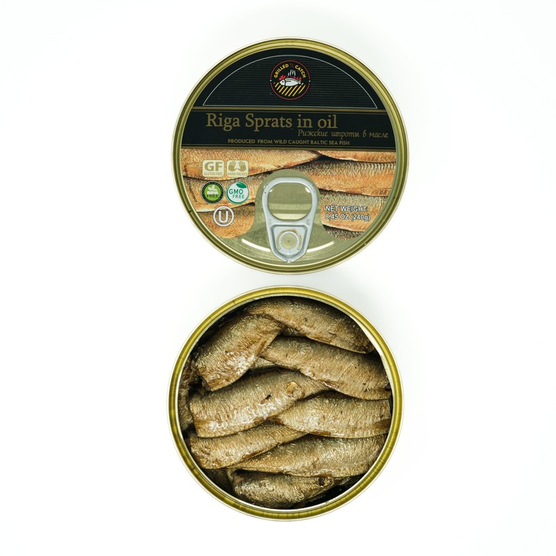 Grilled Catch Smoked Brisling Sardines in oil 8.45 oz, Riga
