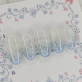 Glittering Snowflake Handmade Nail Tip - Water Drop / 반짝이는 눈꽃 수제네일팁 - 물방울