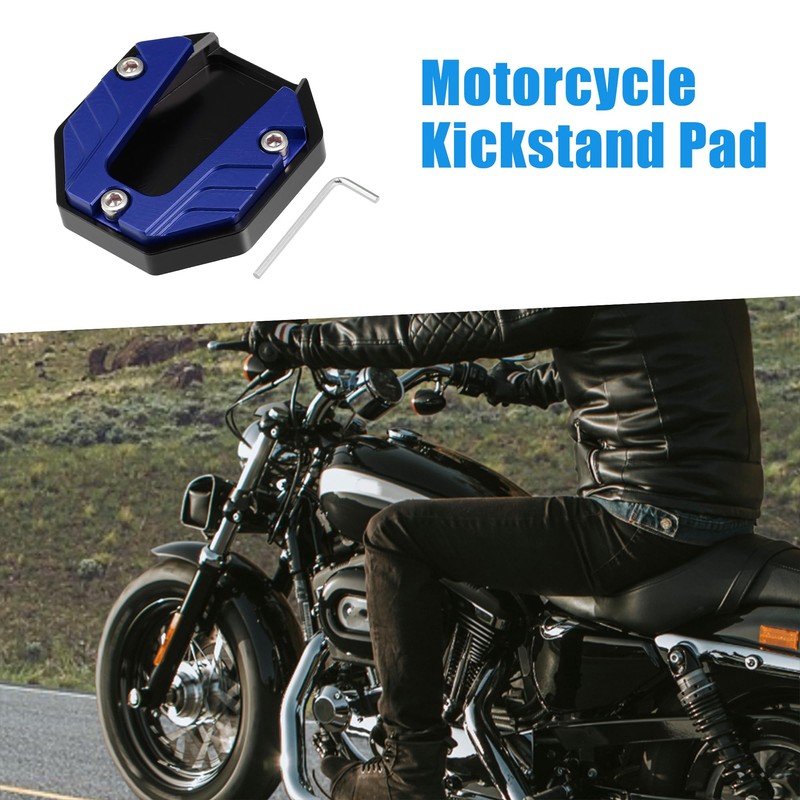 A ABSOPRO Universal Motorcycle Kickstand Pad CNC Side Stand Aluminum