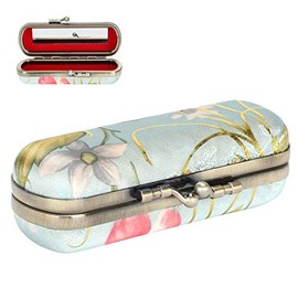 Estuche para lápiz labial con espejo Mini lápiz labial Caja de almacenamiento de cosméticos Estuche para brillo de labios, Estuche para lápiz labial vintage Bolso organizador de joyas para lápiz labia