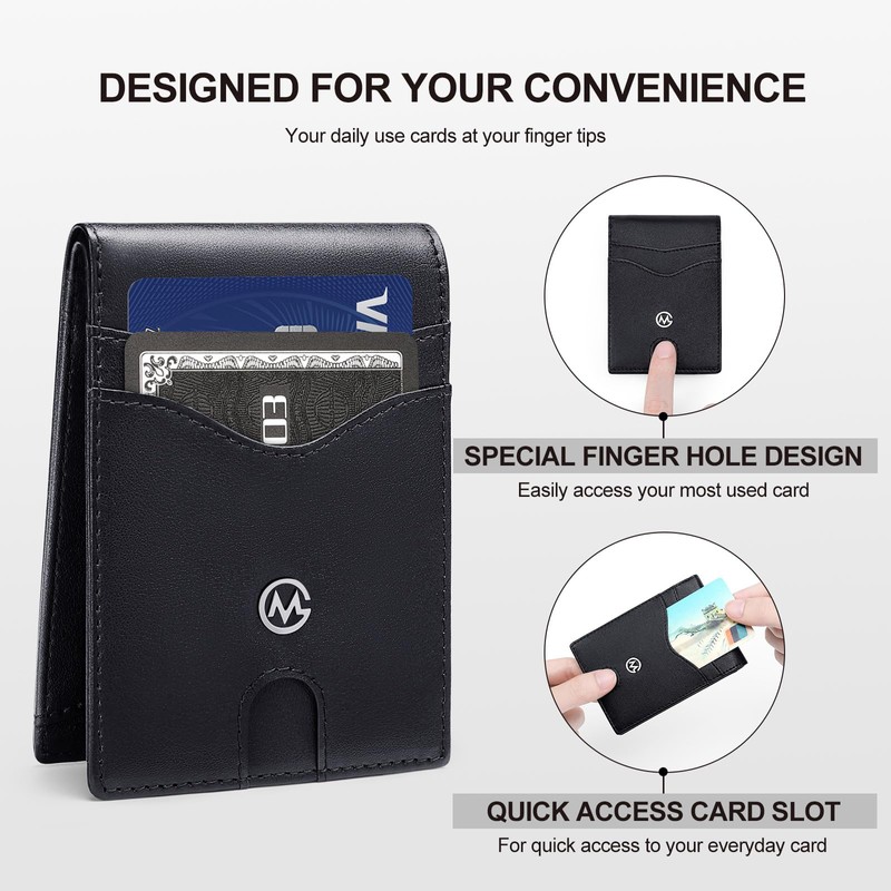 GOLF QUALITY Mens Slim Leather Bifold Wallets with Credit Card
