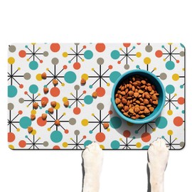 Dog Food Mats for Floors Absorbent, Cat Food Mat - Pet Cat Feeding Mat Quick Dry, Dog Bowl Mats for Water, Pet Supplies Feeding Placemat 12" x 20"Colorful