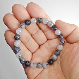 Hyggestone (self-produced product) Natural Stone Black Needle Quartz Black Rutilated Quartz Gemstone Bracelet / 천연석 흑침수정 블랙 루틸쿼츠 원석 팔찌