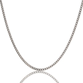 3B Pure Titanium 2 Sided Curb Chain Necklace, 0.06 inch (1.5 mm) Width, Metal, No Gemstone