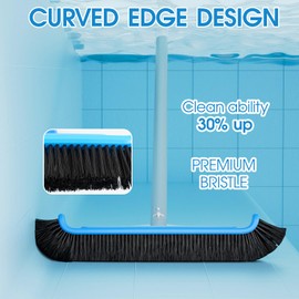 TidyMister Pool Brush 17.5'' Heavy Duty Swimming Pool Brushes for Cleaning Pool Walls & Tiles & Floors & Corners Scrub Brush Head Reinforced Aluminum Back (Pole Not Included)