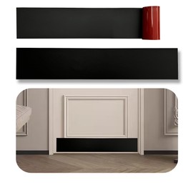 BAJIAOREN 2 Pack Silicone Rubber Door Kick Plate 6x28 Inches Self Adhesive Black Cut-to-Fit KickPlates for 24-30 Inch Wide Doors Peel and Stick On 6''x28''