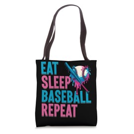 Eat Sleep Baseball Repeat Ice Cream Drip Baseball Pitcher Tote Bag