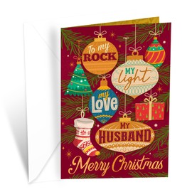 Prime Greetings Husband Christmas Card, Made in America, Eco-Friendly, Thick Card Stock with Premium Envelope 5in x 7.75in, Packaged in Protective Mailer