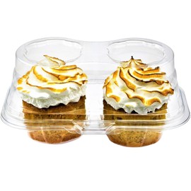 Green Direct 2 Compartment Disposable Cupcake Containers | Clear Cupcake Boxes Airtight | Stackable Cupcake Holders With Lid | Cupcake Plastic Containers Dome Cupcake Carrier BPA Free 10