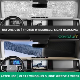 Covosun Windshield Snow Cover for Ford Bronco, Side Mirrors and Wiper Protection, Premium Waterproof Windshield Cover for Ford Bronco 2021-2024, 2 Door and 4 Door (Not for Bronco Sport)