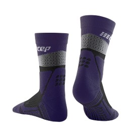 CEP Max Cushion Hiking Mid Cut Socks, Grey/Purple, Men, IV (LG)