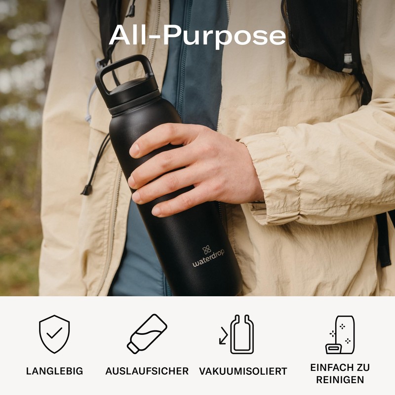 Waterdrop® All Purpose Thermos Flask, 1 Litre, Insulated Stainless Steel