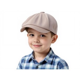 Kids Boys Vintage-Newsboy-Cap 8-Panel Beret Cabbie Hat for Toddler Boys Girls Pageboy Beige