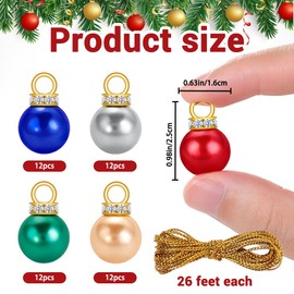 DIYDEC 60PCS Christmas Mini Balls Ornaments 16mm Miniature Glitter Balls Xmas Tree Hanging Decorations Pendants for Holiday Party Outdoor Indoor DIY Craft Supplies