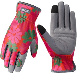 KDK GardenIing Gloves for Women, Thorn Proof Ladies Garden Gloves Puncture Resistant Leather Work Gloves for Planting, Digging, Weeding, Pruning 1 Pair Gardening Work Gloves (M-Daisy)
