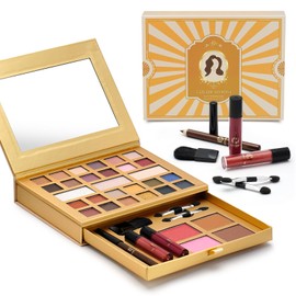 Kit de maquillaje todo en uno, perfecto para mujeres, adolescentes y principiantes. Paleta ideal para viajes con 24 sombras de ojos, brillos labiales